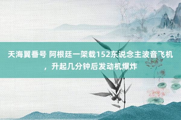 天海翼番号 阿根廷一架载152东说念主波音飞机，升起几分钟后发动机爆炸