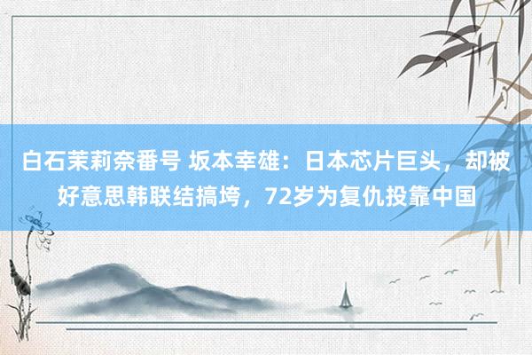 白石茉莉奈番号 坂本幸雄：日本芯片巨头，却被好意思韩联结搞垮，72岁为复仇投靠中国
