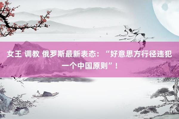 女王 调教 俄罗斯最新表态：“好意思方行径违犯一个中国原则”！