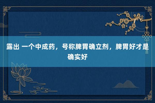 露出 一个中成药，号称脾胃确立剂，脾胃好才是确实好